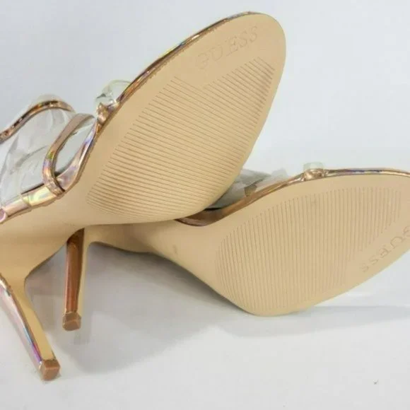 GUESS Felicia Lucite Dress Sandals Nude/Clear -10 - Picture 8 of 8